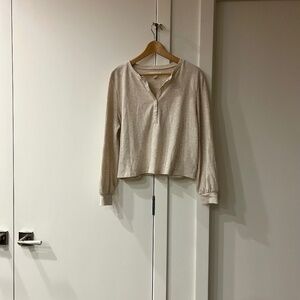 Treasure & Bond oatmeal waffle Henley – size L